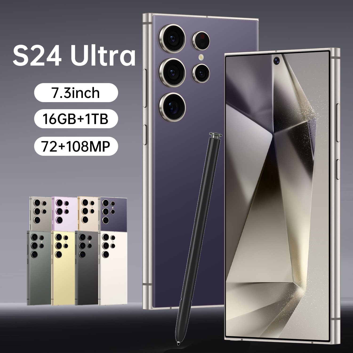 TK爆款S24 Ultra真4G 6+64GB跨境手机全球版直角屏7.3寸智能手