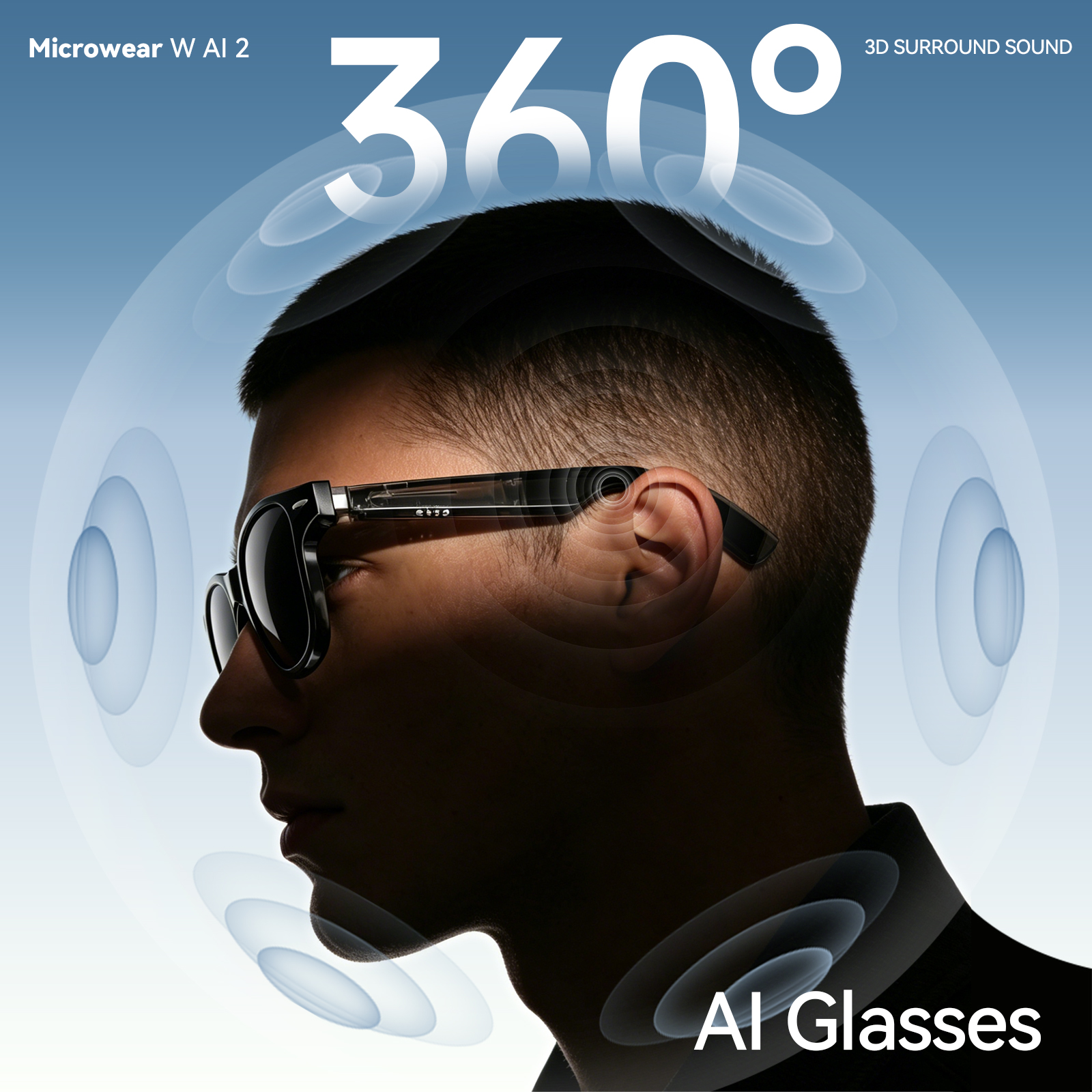 Microwear微穿戴AI眼镜 智能眼镜 W AI 2  音乐AI语音助手蓝牙
