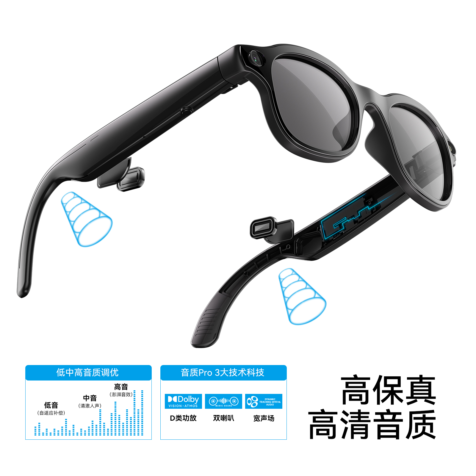 AI智能眼镜800万高清拍照眼镜防抖录像蓝牙通话音乐ai智能眼镜