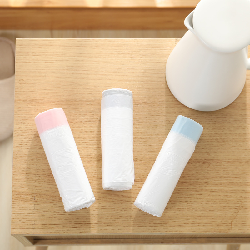 3连包自动收口束口穿绳垃圾袋 抽绳式厨房加厚塑料袋支持定制