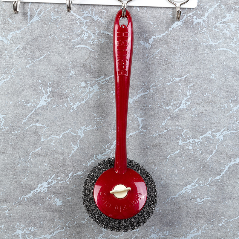 新款加长手柄不锈钢锅刷钢丝球清洁球家用厨