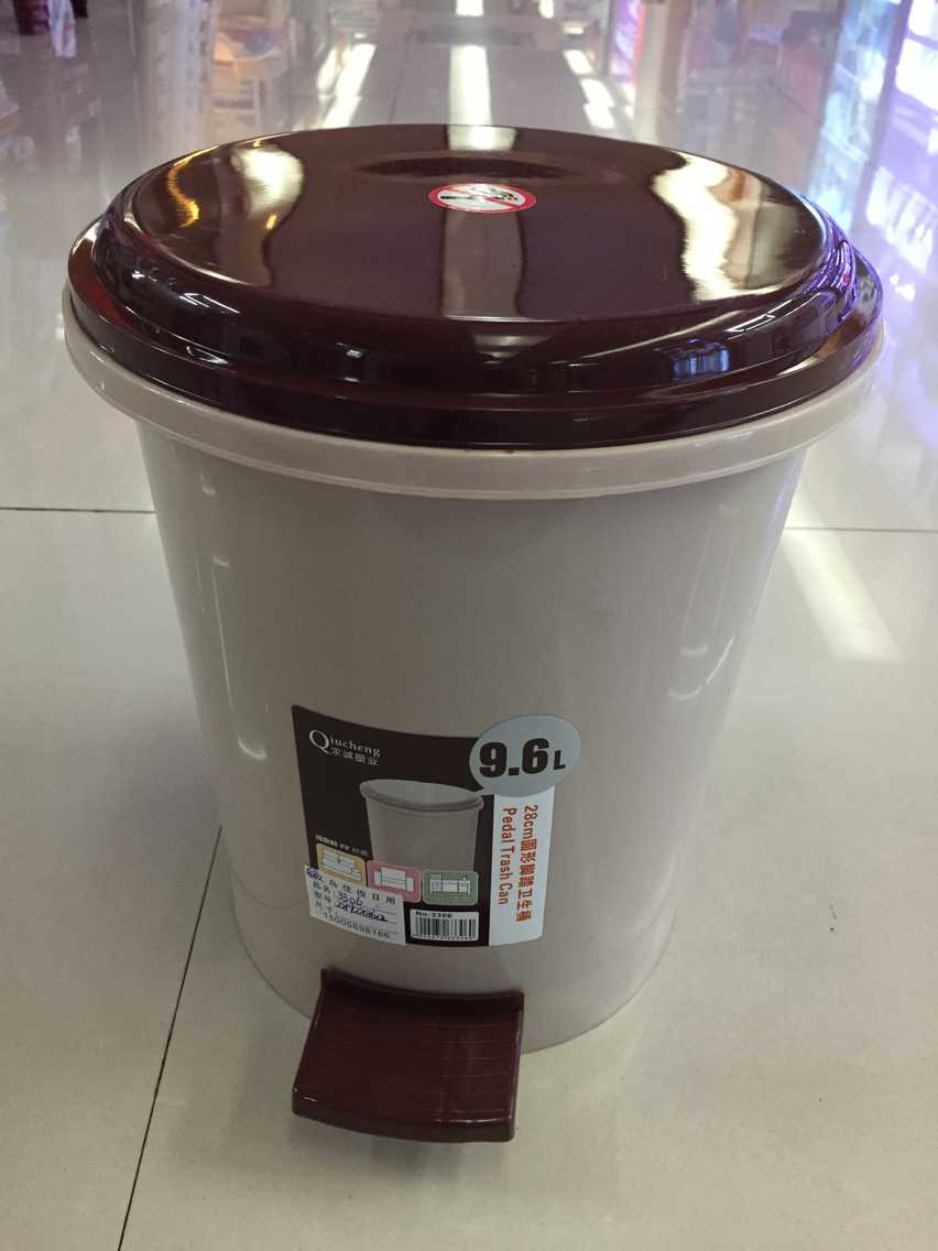 欧式高档创意时尚带盖垃圾桶脚踏圆形家用厨