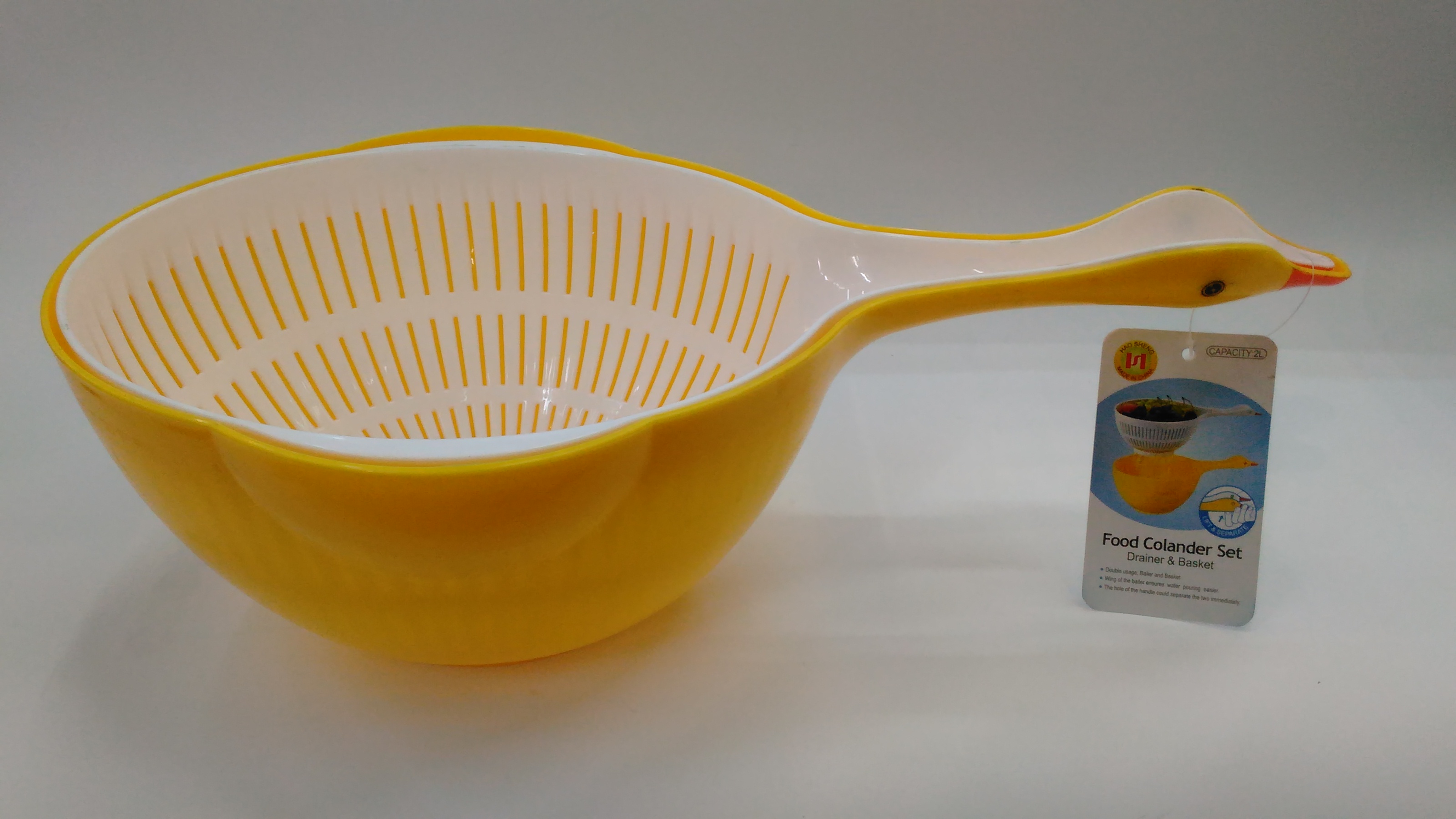 鸭子沥水篮水瓢套装双层塑料滤水篮淘米洗菜