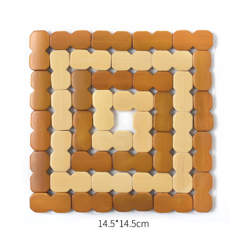 跨境代发竹制餐桌隔热垫方形回字形防烫碗垫