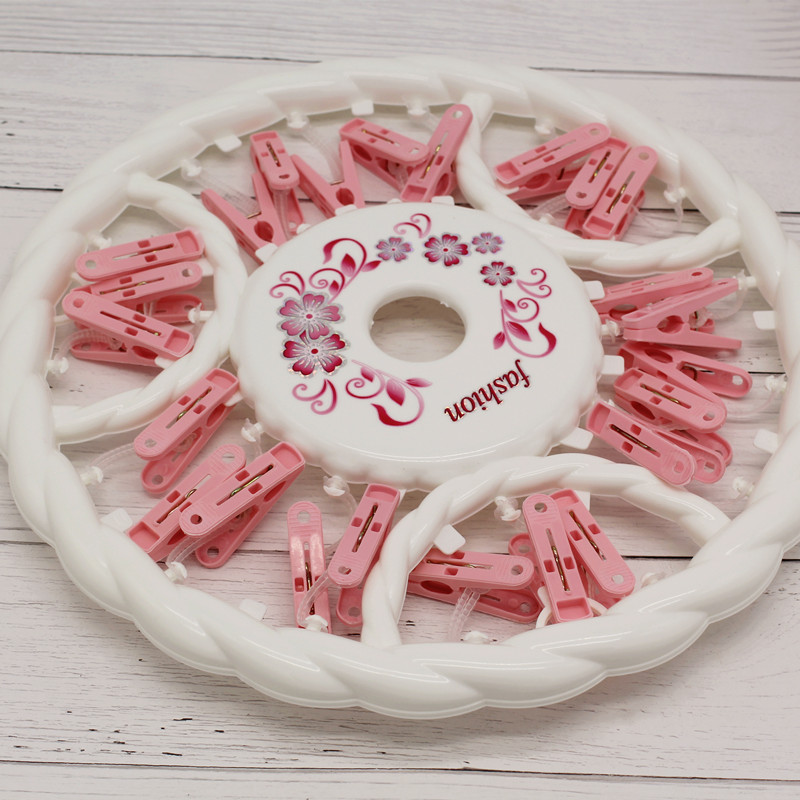 防风多功能塑料圆盘晾袜架袜子晒衣架夹圆形