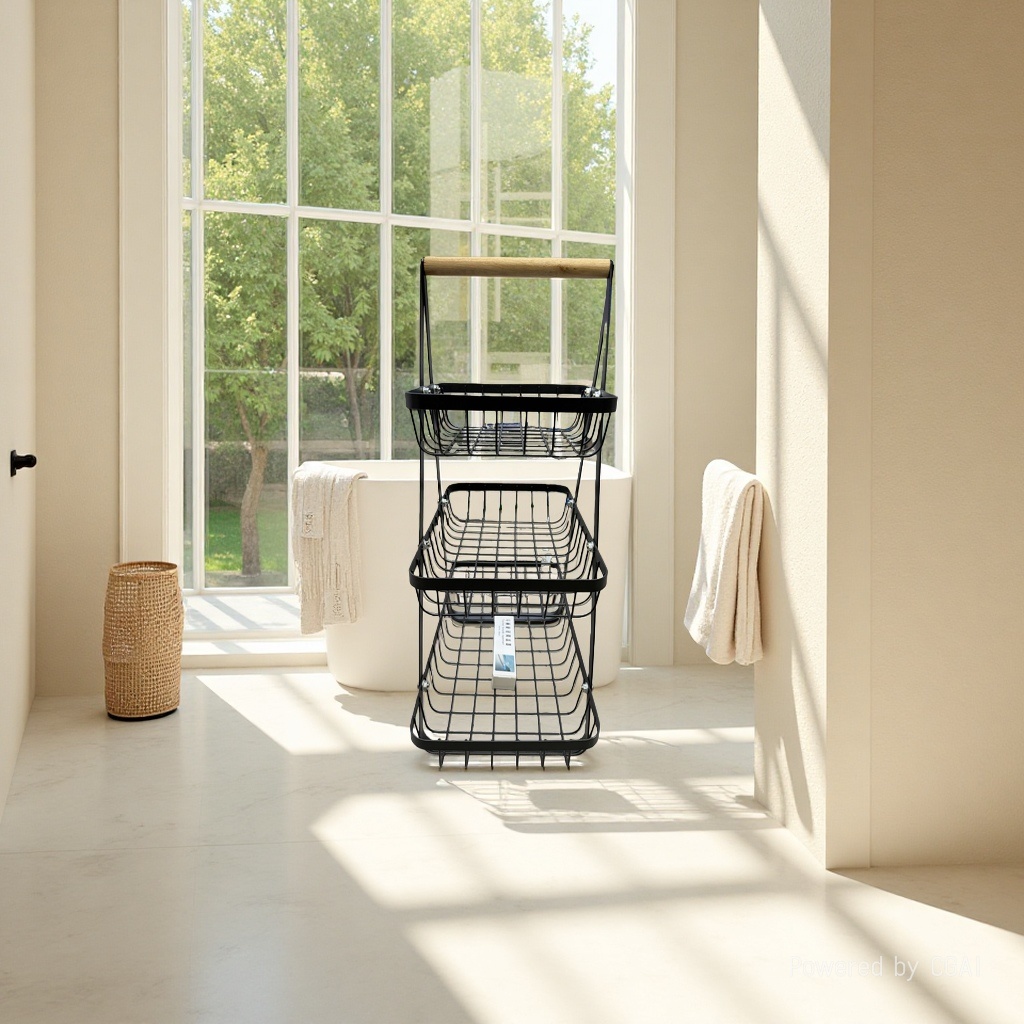 黑色金属三层多层置物架花架收纳架厨房浴室用品