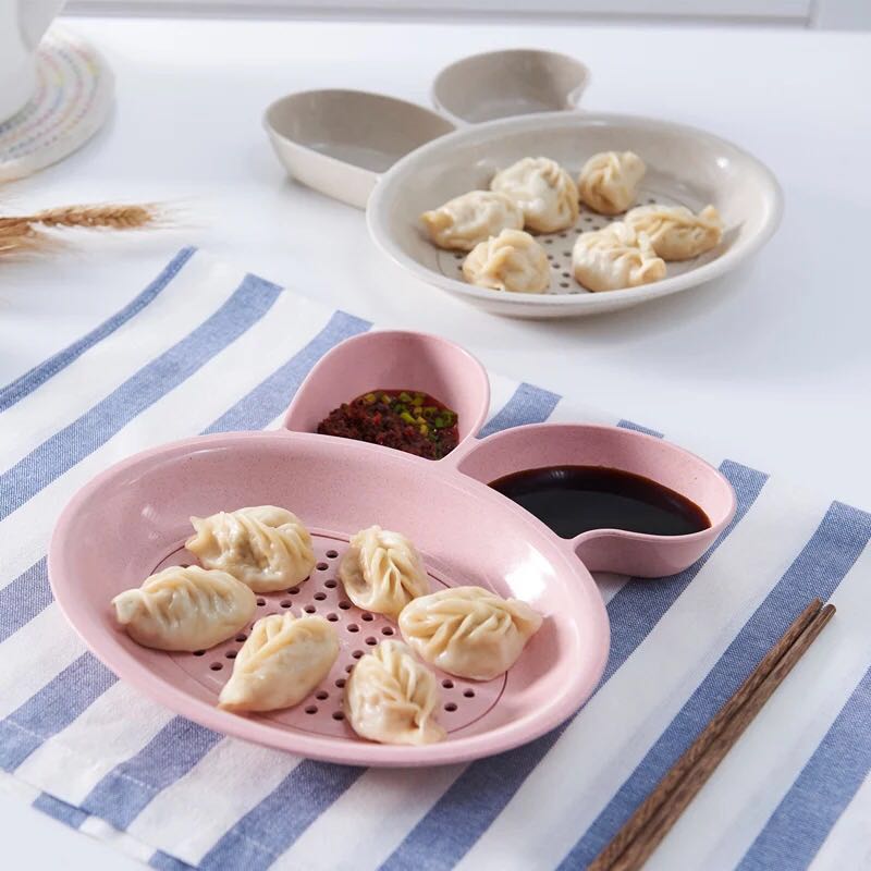 好货 可爱兔子饺子盘家用双层沥水盘水饺盘