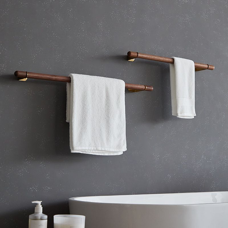 黑胡桃木墙上挂衣架壁挂黄铜衣帽架挂杆卧室衣服架子浴室毛巾杆