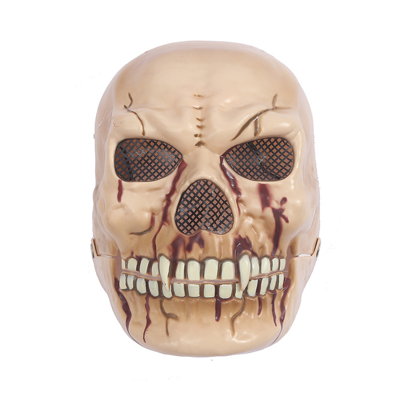 万圣节跨境骷髅头面具新款恐怖可移动嘴恐怖