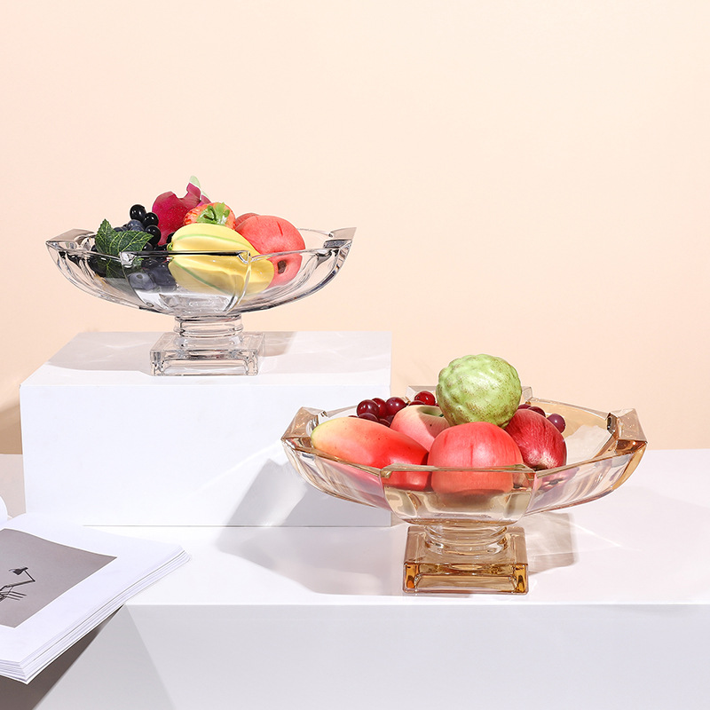 高档透明欧式水晶玻璃水果盘现代简约客厅创