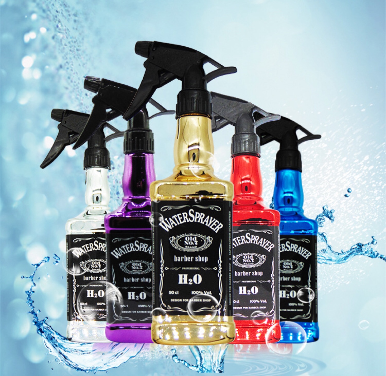 发廊电镀威士忌喷壶美发喷水壶喷雾瓶高级美发工具超细雾补水喷雾