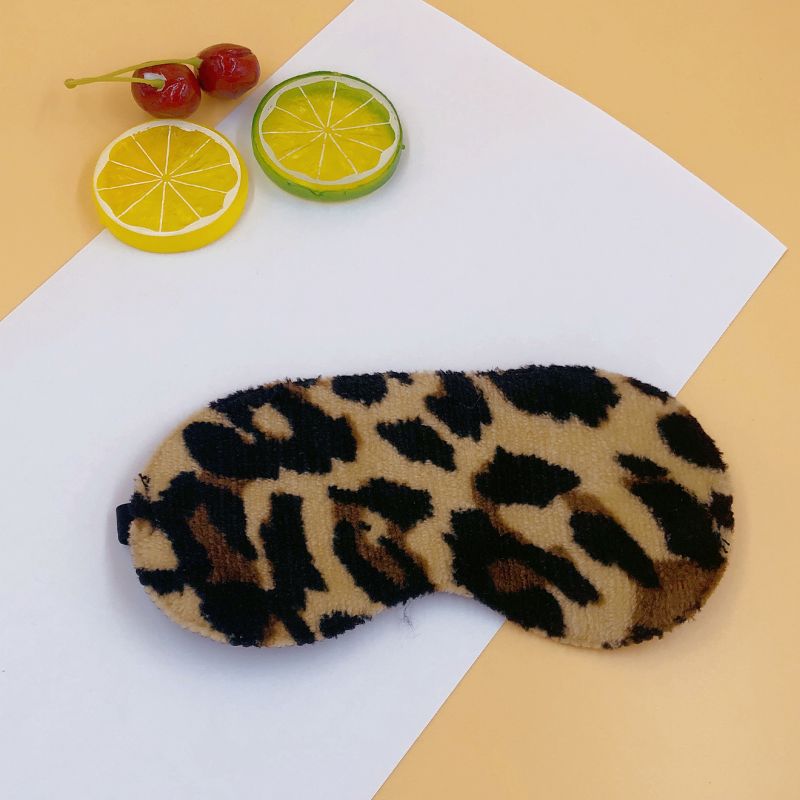 现货护眼罩卡通豹纹毛绒眼罩学生睡眠眼罩透