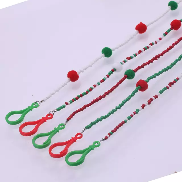 玫瑰天使彩色毛球口罩链圣诞节口罩链潮流时