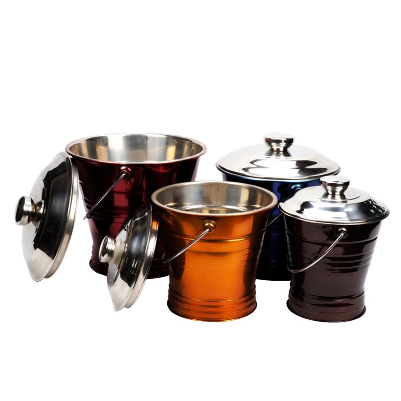 不锈钢彩色粮食桶手提式大容量家用油桶储水酒店餐厅提水桶多用桶